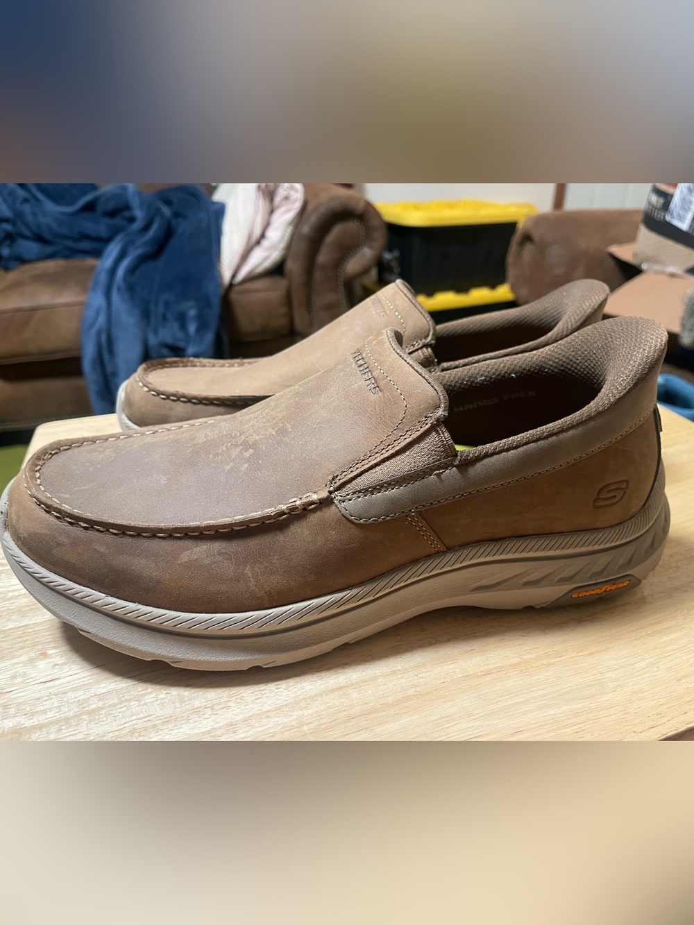 Skechers Slip-ins Men's Brown Leather Slip On Shoes Goodyear US 10 EU 43 WW